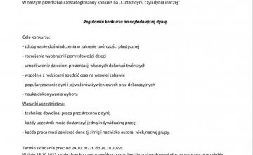 KONKURS Z OKAZJI ŚWIĘTA DYNI