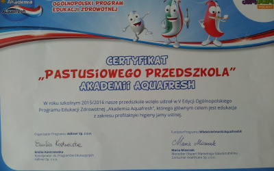 Certyfikat od Akademii Aquafresh